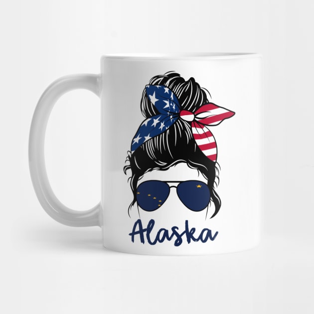 Alaska girl Messy bun , American Girl , Alaska Flag by JayD World